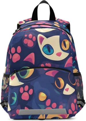 Footprint Cat Fashion Kids Backpack for Kindergarten Lightweight Cute Bookbag Travel Outdoor Daypack