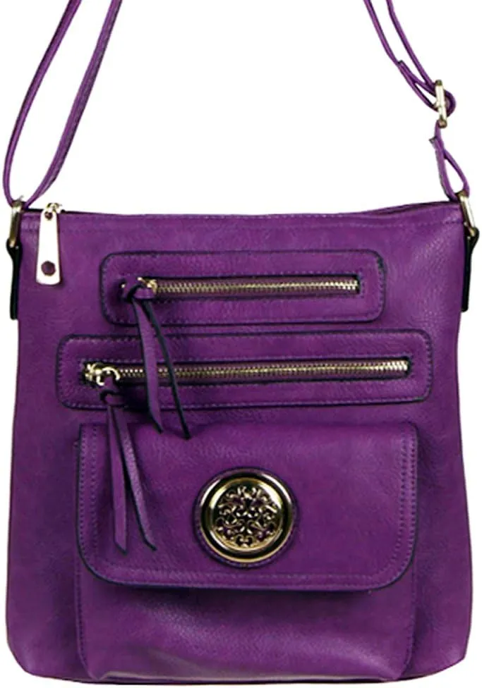 Fortune Leaf metallic Flora zipper Pockets Cross-body L Messenger shoulder Bag