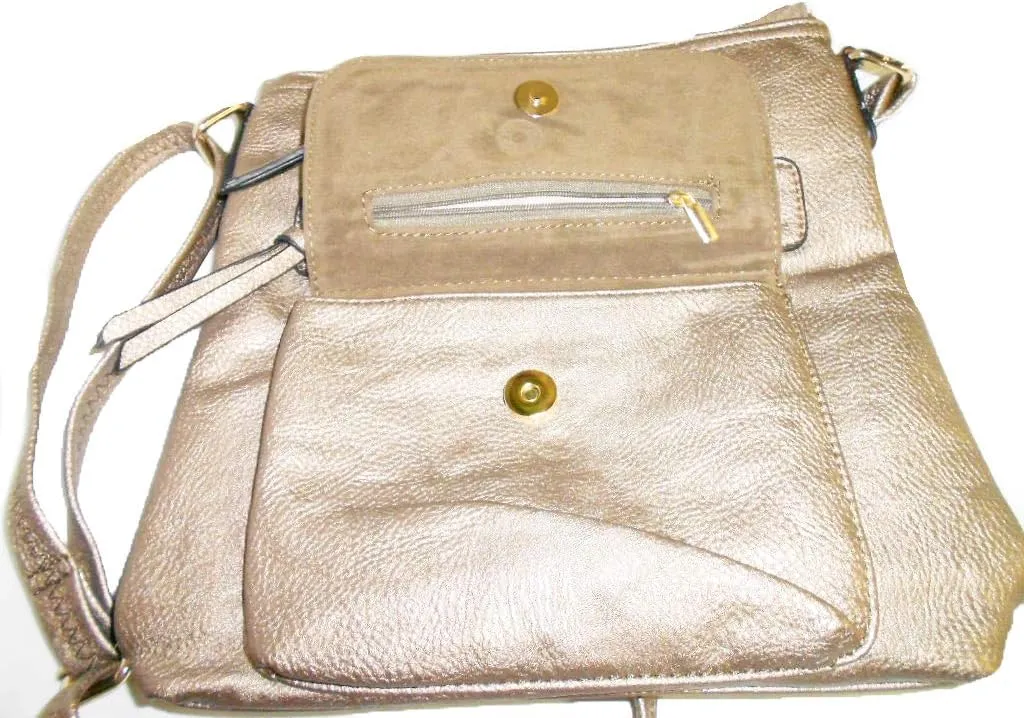 Fortune Leaf metallic Flora zipper Pockets Cross-body L Messenger shoulder Bag