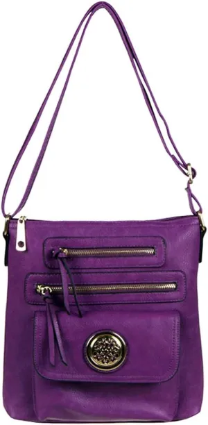 Fortune Leaf metallic Flora zipper Pockets Cross-body L Messenger shoulder Bag
