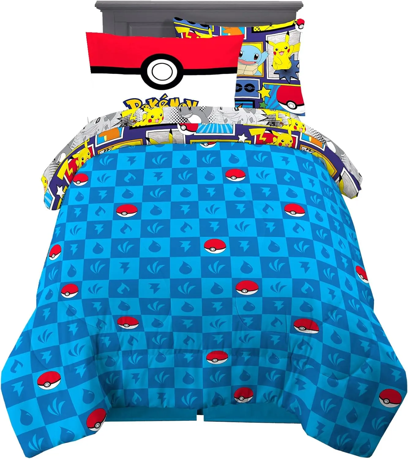 Franco Kids Bedding Super Soft Comforter and Sheet Set with Sham, 5 Piece Twin Size, Pokemon