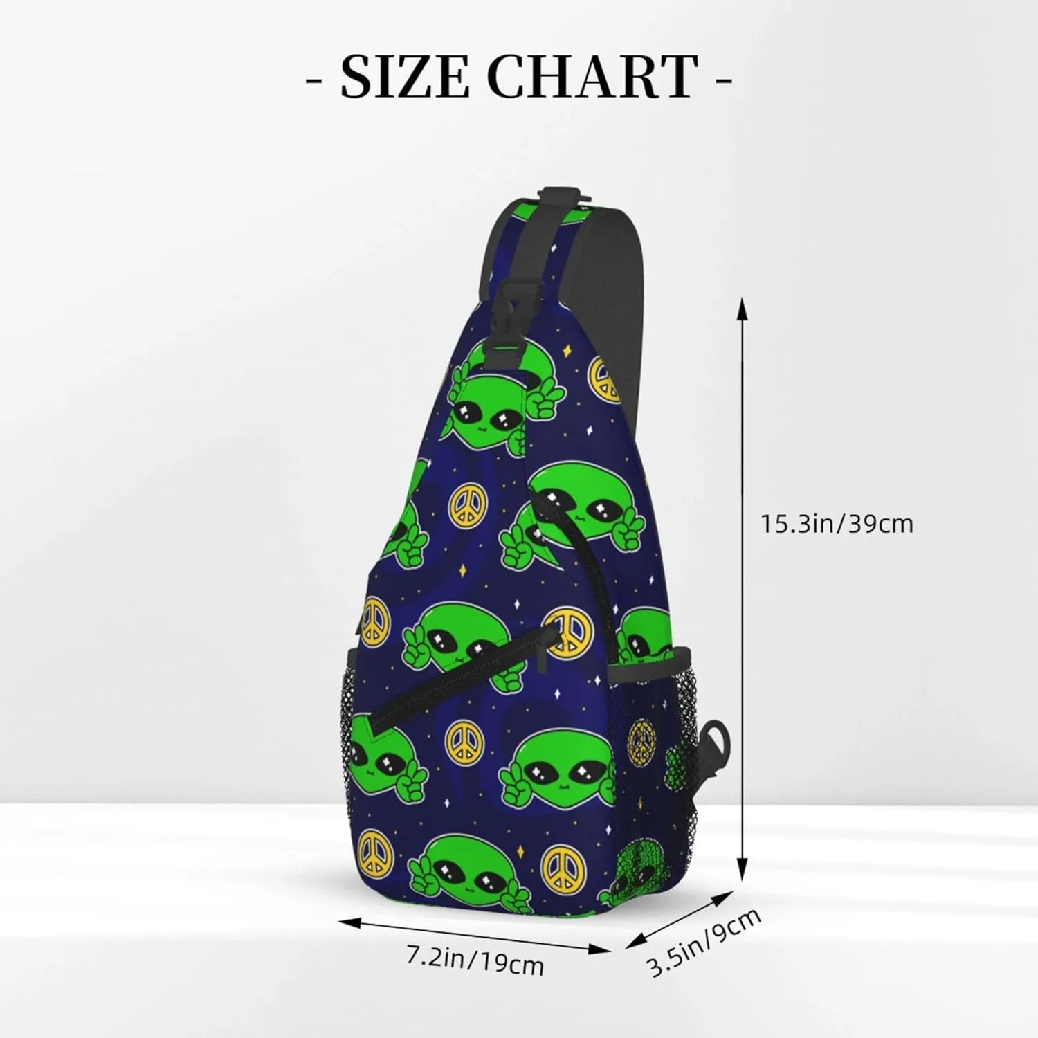 Funny Alien Sling Backpack Crossbody Bag, Chest Bag Daypack for Outdoors Hiking Traveling