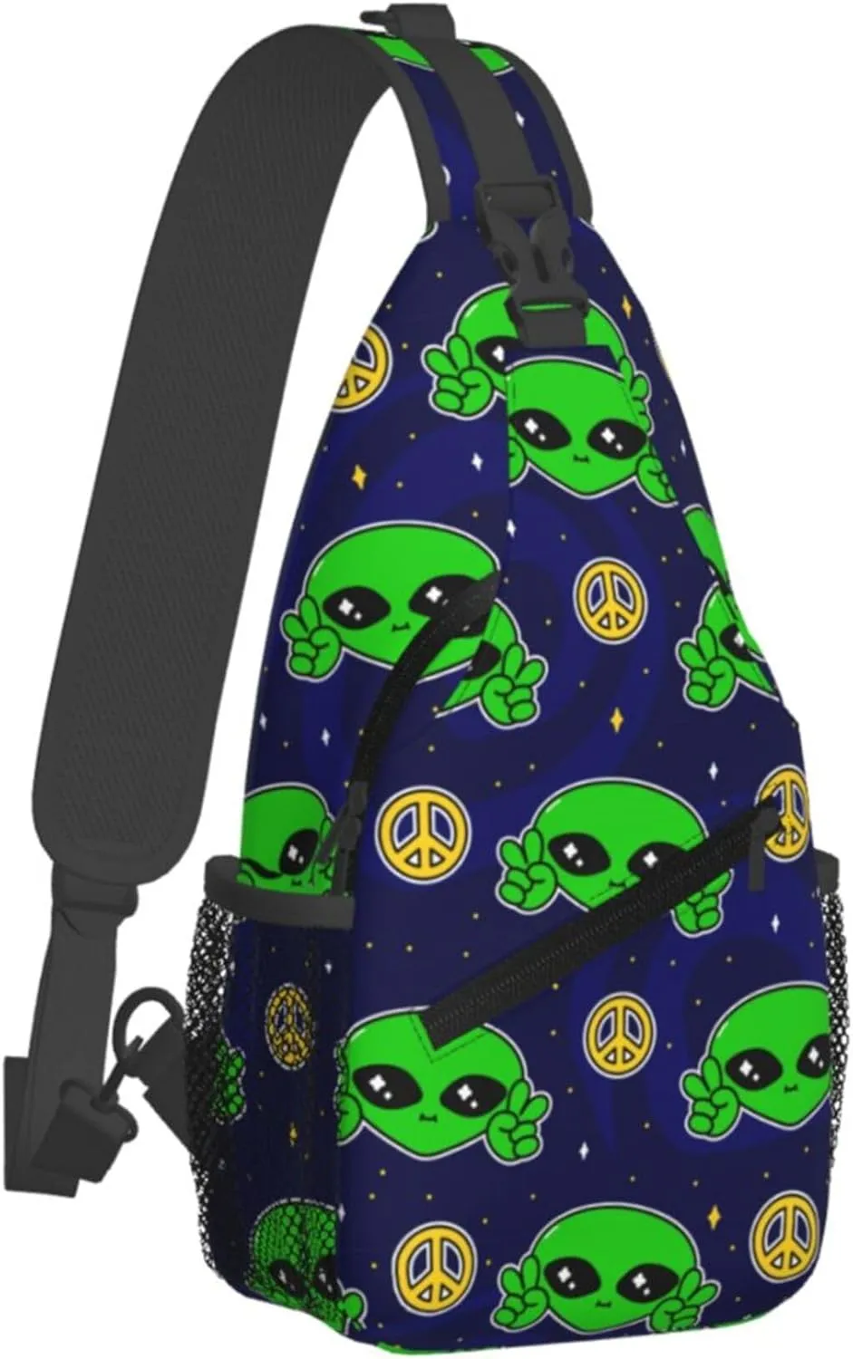 Funny Alien Sling Backpack Crossbody Bag, Chest Bag Daypack for Outdoors Hiking Traveling