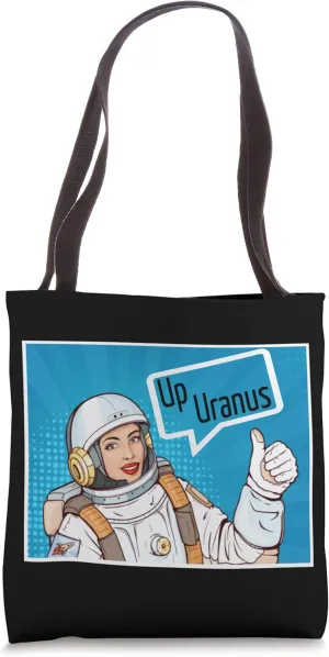 Funny Planet Pun Up Uranus Funny Astronaut Comic Book Style Tote Bag