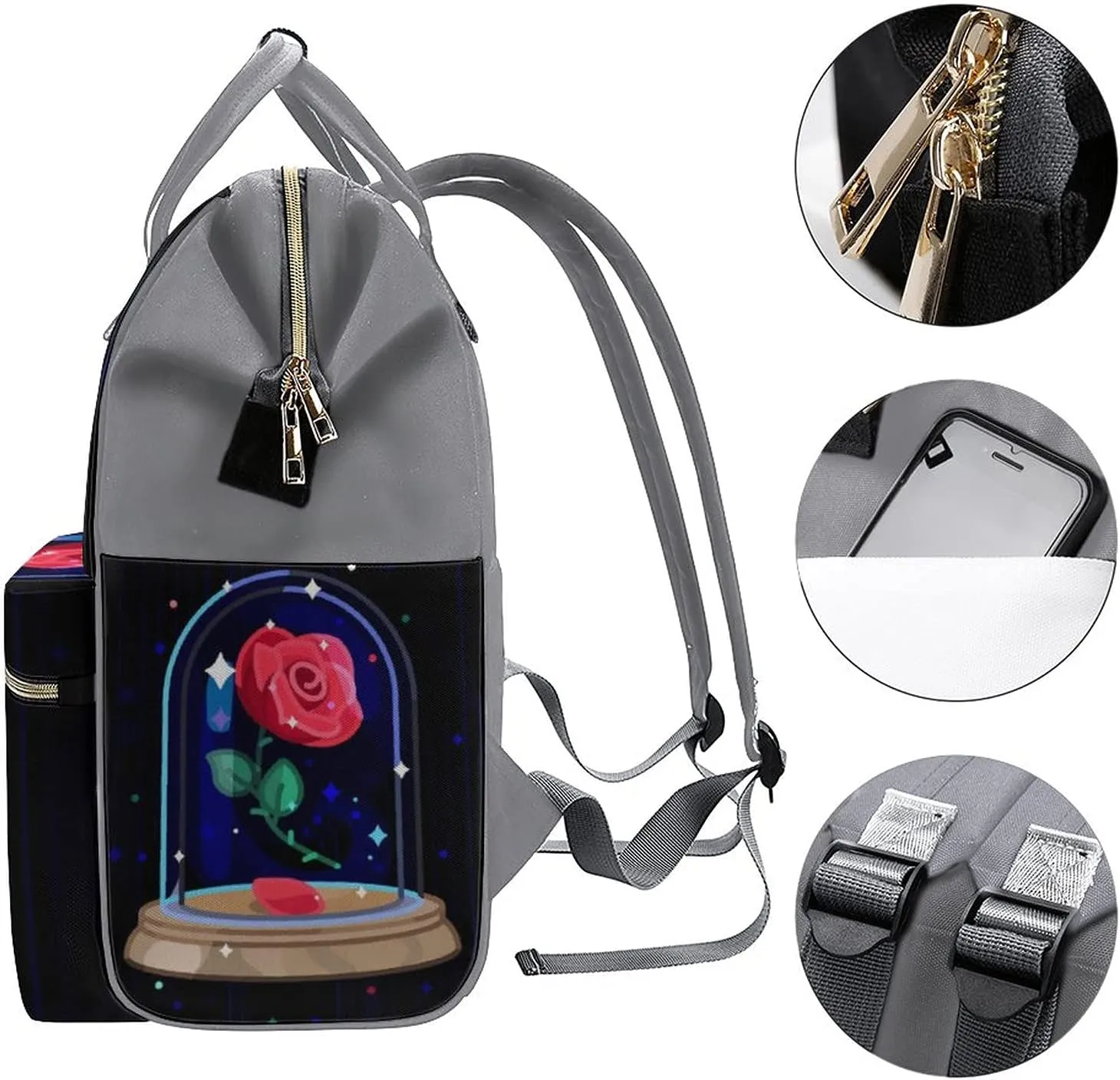 FunnyStar Beauty And Beast Women's Laptop Backpack Travel Nurse Shoulder Bag Casual Mommy Daypack, Gray-style, 0ne size