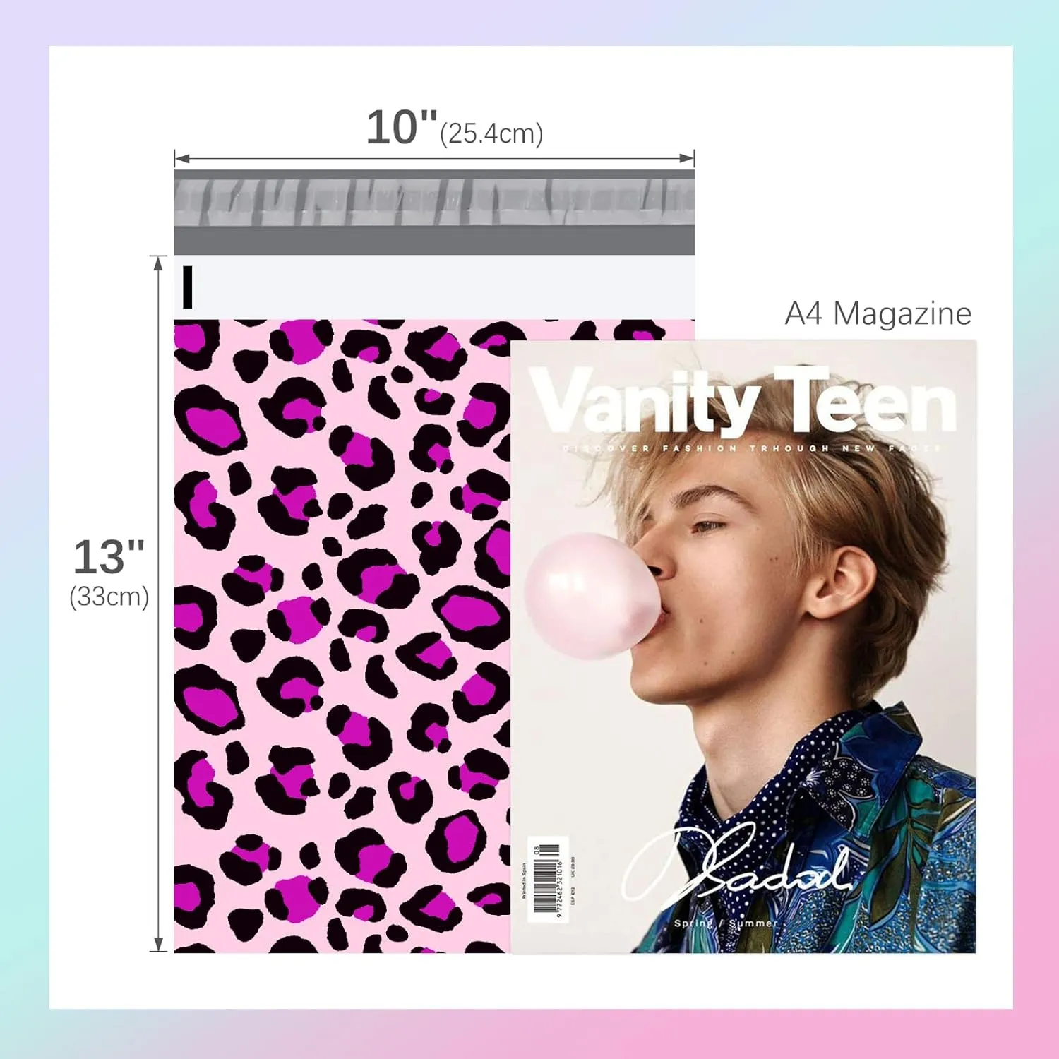 Fuxury Poly Mailers 10x13 Inch 50pc,Sturdy Shipping Bags for Clothes,Self Adhesive Mailing Shipping Envelopes,Waterproof Mailers Poly Bags,Colorful Packaging Bags for Small Business Pink Leopard Print