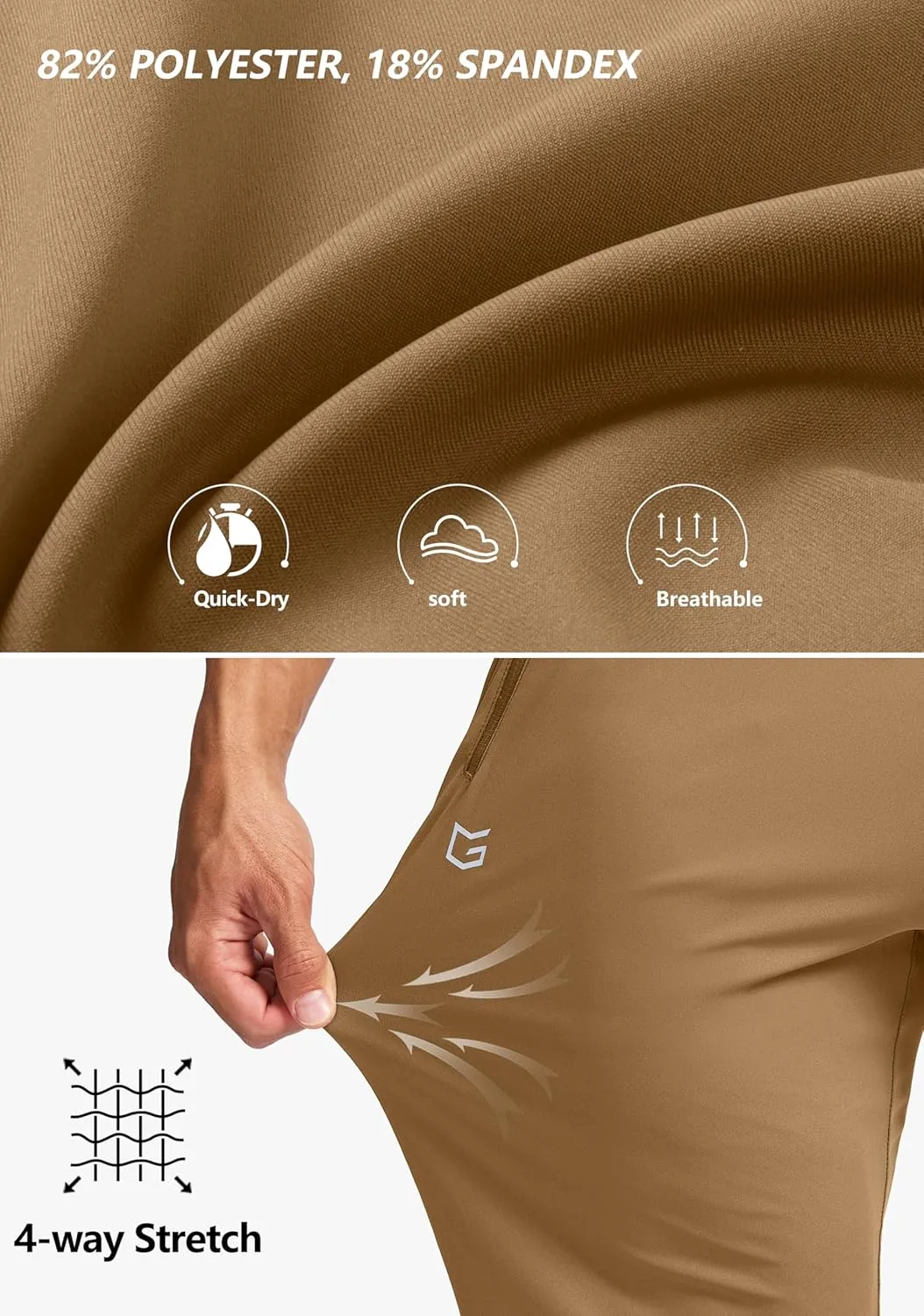 G Gradual Men's Joggers Pants with Zipper Pockets Stretch Sweatpants Athletic Track Pants for Men Workout Running Gym
