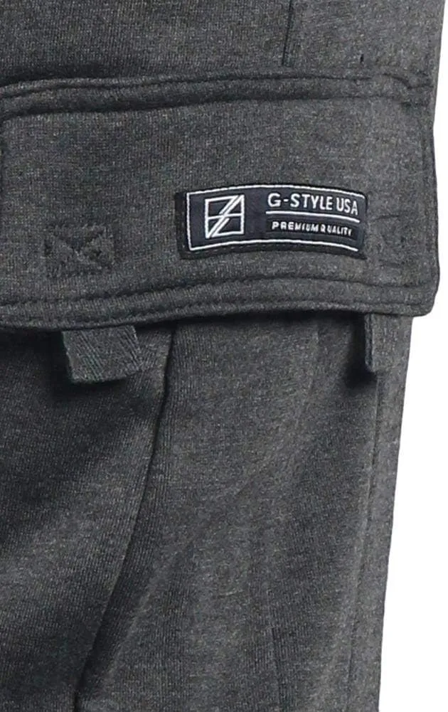 G-Style USA Men's Solid Fleece Heavyweight Cargo Shorts