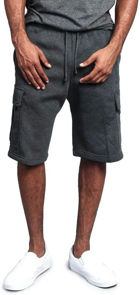 G-Style USA Men's Solid Fleece Heavyweight Cargo Shorts