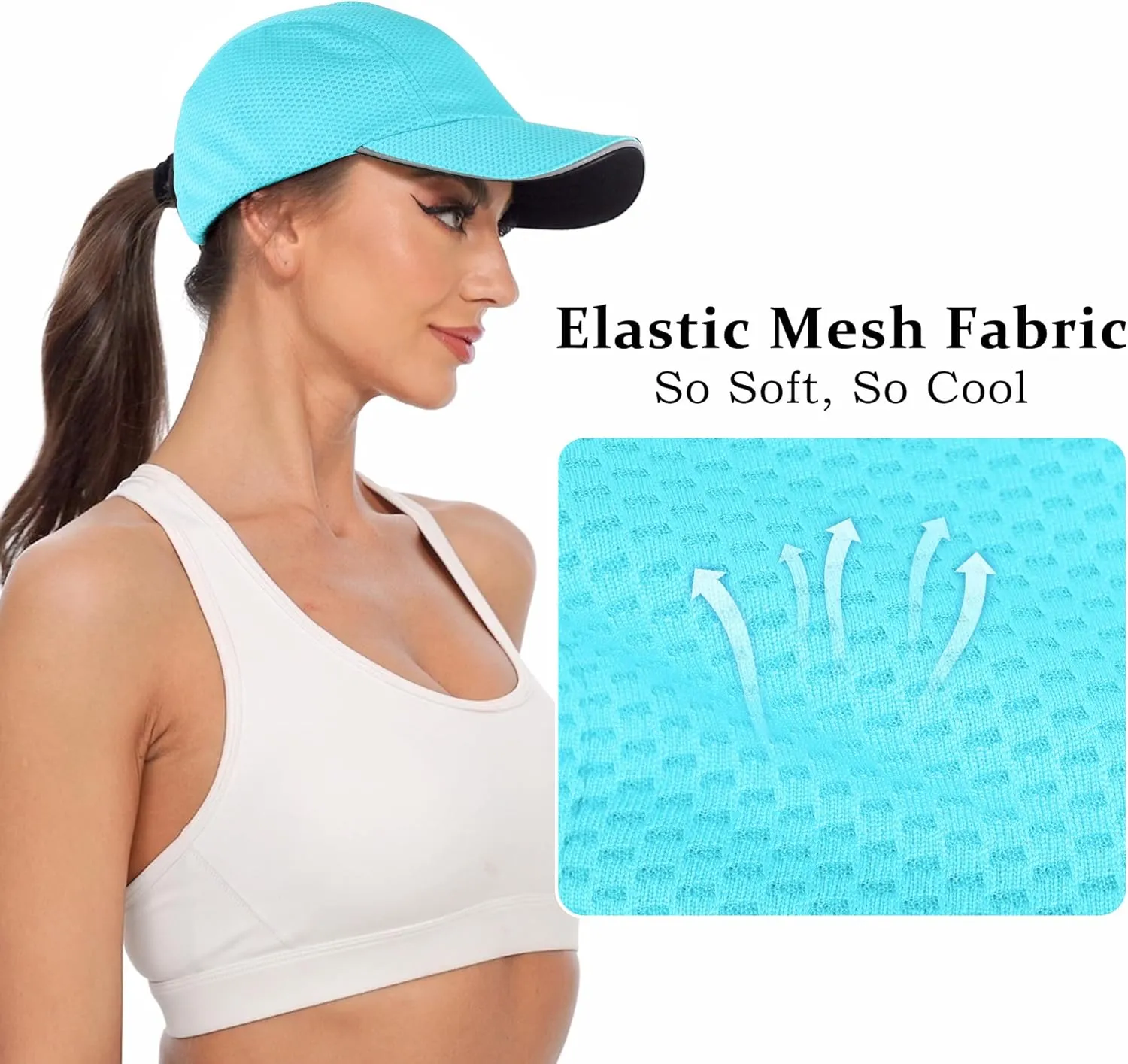 GADIEMKENSD Women's Race Day Running Cap Performance Mesh Hat - Excellent Ventilation, Lightweight, Reflective Safety
