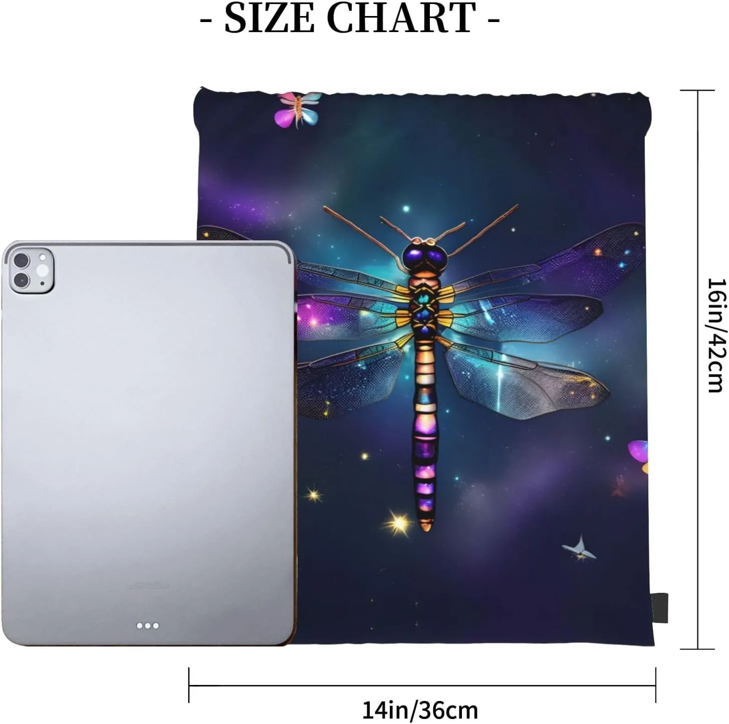 Galaxy Animal Dragonfly Print Sports Drawstring Backpack,Water Resistant Bag, Gym Backpack for Women Men