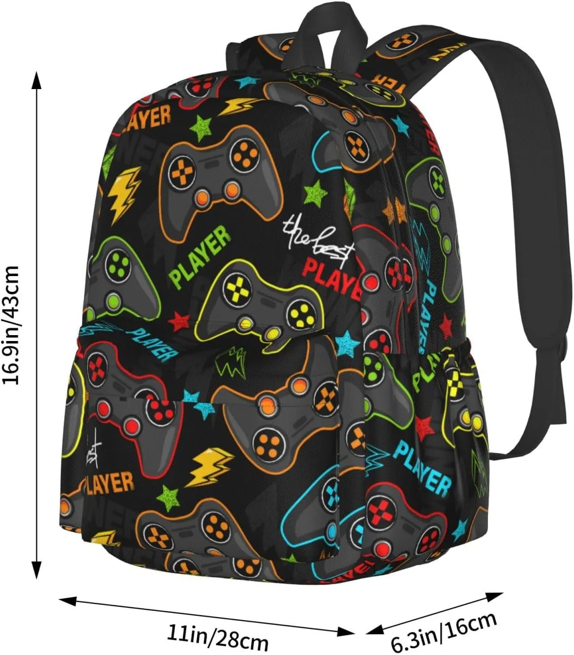 Game Joysticks Laptop Backpack For Men Women, Gaming Theme Lightweight Daypack Bookbag For Daily Commutes Business Travel Hiking