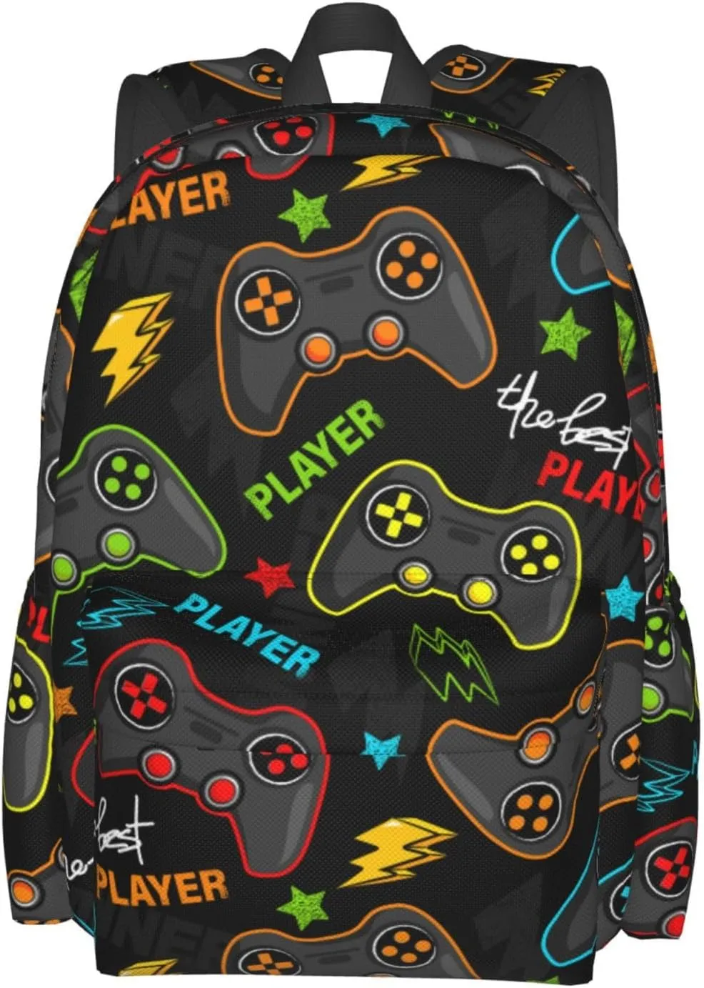 Game Joysticks Laptop Backpack For Men Women, Gaming Theme Lightweight Daypack Bookbag For Daily Commutes Business Travel Hiking