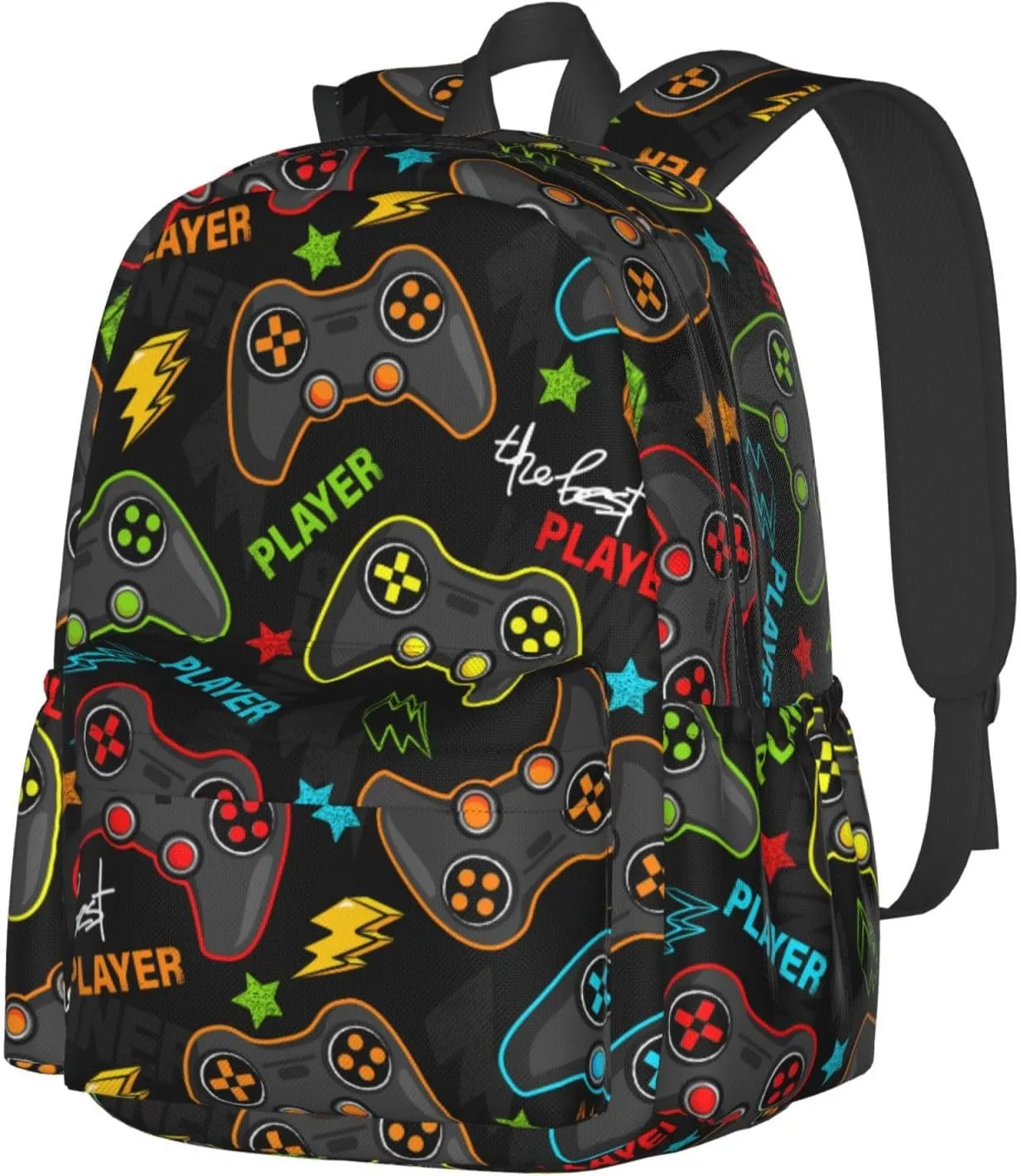 Game Joysticks Laptop Backpack For Men Women, Gaming Theme Lightweight Daypack Bookbag For Daily Commutes Business Travel Hiking