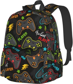 Game Joysticks Laptop Backpack For Men Women, Gaming Theme Lightweight Daypack Bookbag For Daily Commutes Business Travel Hiking