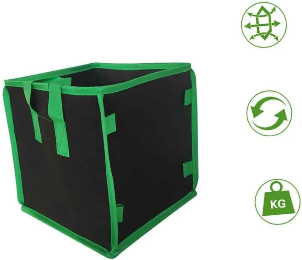 GANAZONO Horticultural Planting Bag Extra Large Grow Bags Nonwovens Planting Pouch Square Container 10 Gallon 37x37x37cm Breathable Sturdy Sturdy Handle Straps
