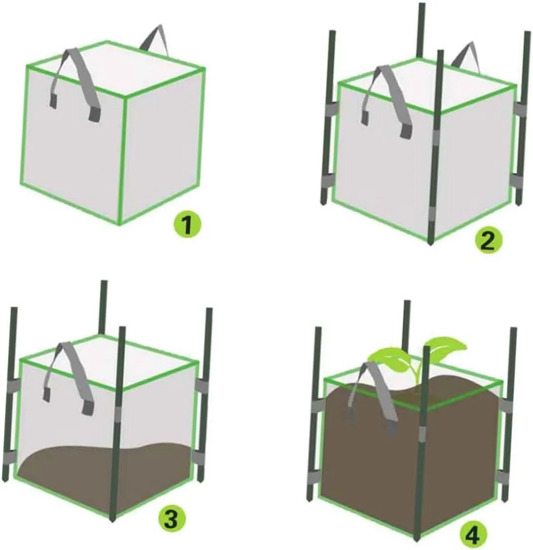 GANAZONO Horticultural Planting Bag Extra Large Grow Bags Nonwovens Planting Pouch Square Container 10 Gallon 37x37x37cm Breathable Sturdy Sturdy Handle Straps