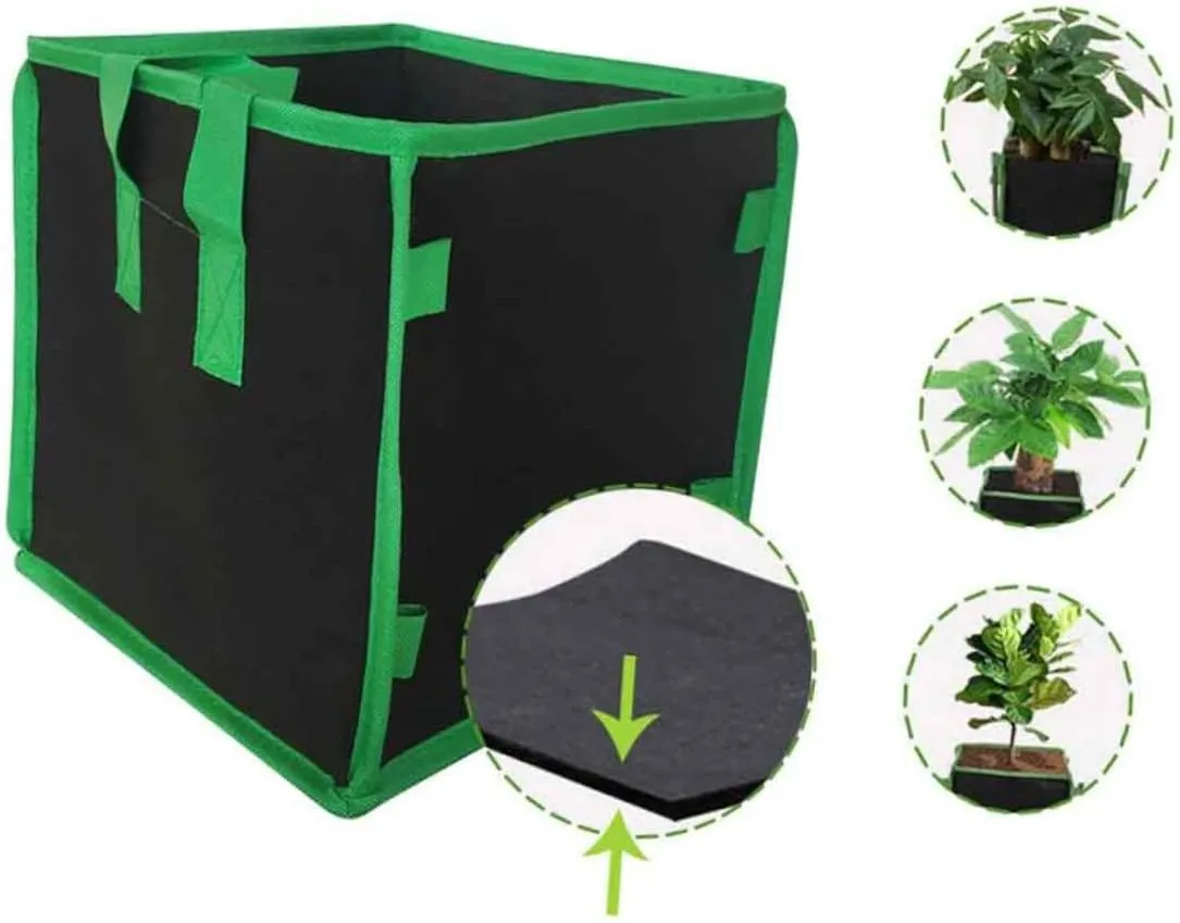 GANAZONO Horticultural Planting Bag Extra Large Grow Bags Nonwovens Planting Pouch Square Container 10 Gallon 37x37x37cm Breathable Sturdy Sturdy Handle Straps