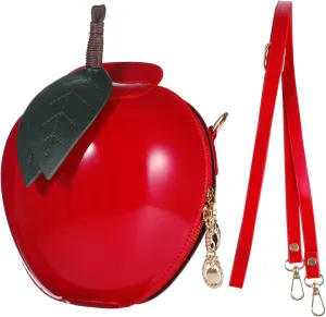 Garneck Apple Shaped Crossbody Bag for Women Apple Messenger Cute Red Apple Shaped Crossbody Purse With Removable Chain Pu Novelty Purses For Women Girl