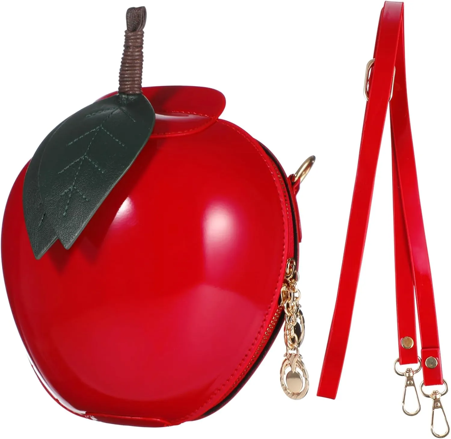 Garneck Apple Shaped Crossbody Bag for Women Apple Messenger Cute Red Apple Shaped Crossbody Purse With Removable Chain Pu Novelty Purses For Women Girl