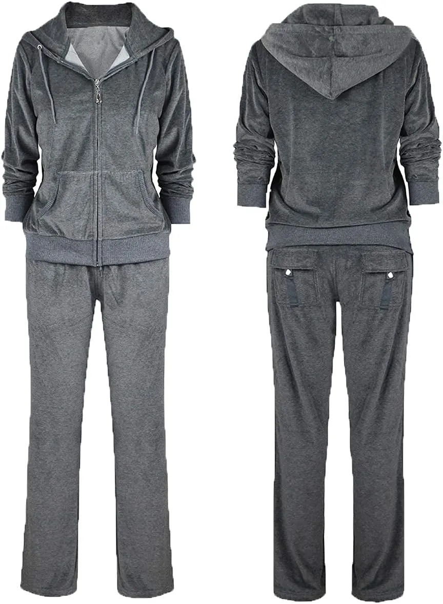 Gary Com 2 PCS Outfits Women's Fleece Sherpa Lined Sweatsuits Long Sleeve Hoodie and Sweat Pants Winter Warm Tracksuit Set