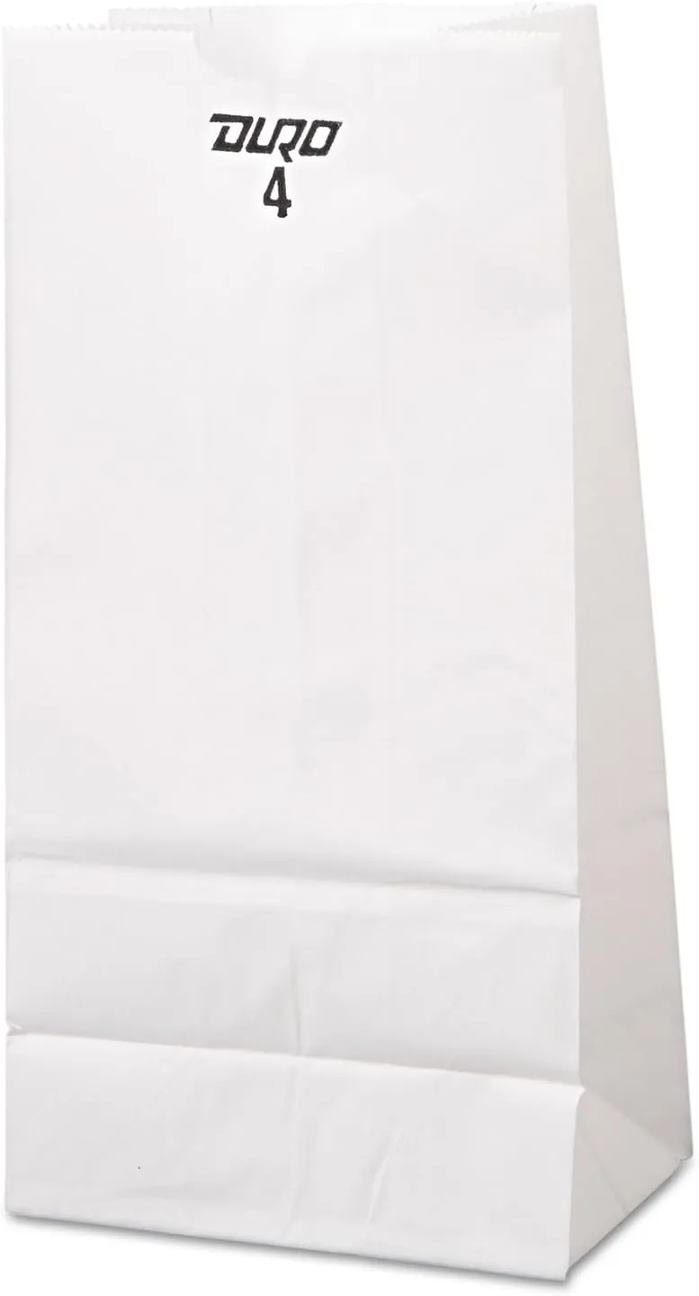 General Grocery Paper Bags, 30 lb Capacity, #4, 5" x 3.33" x 9.75", White, 500 Bags