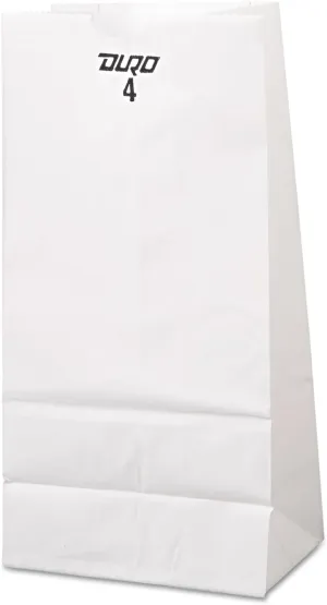 General Grocery Paper Bags, 30 lb Capacity, #4, 5" x 3.33" x 9.75", White, 500 Bags