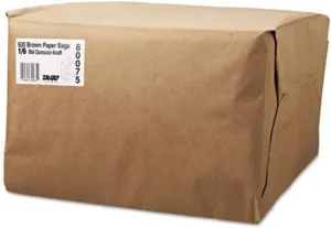 General Grocery Paper Bags, 52 lb Capacity, 1/6 BBL, 12" x 7" x 17", Kraft, 500 Bags, Brown