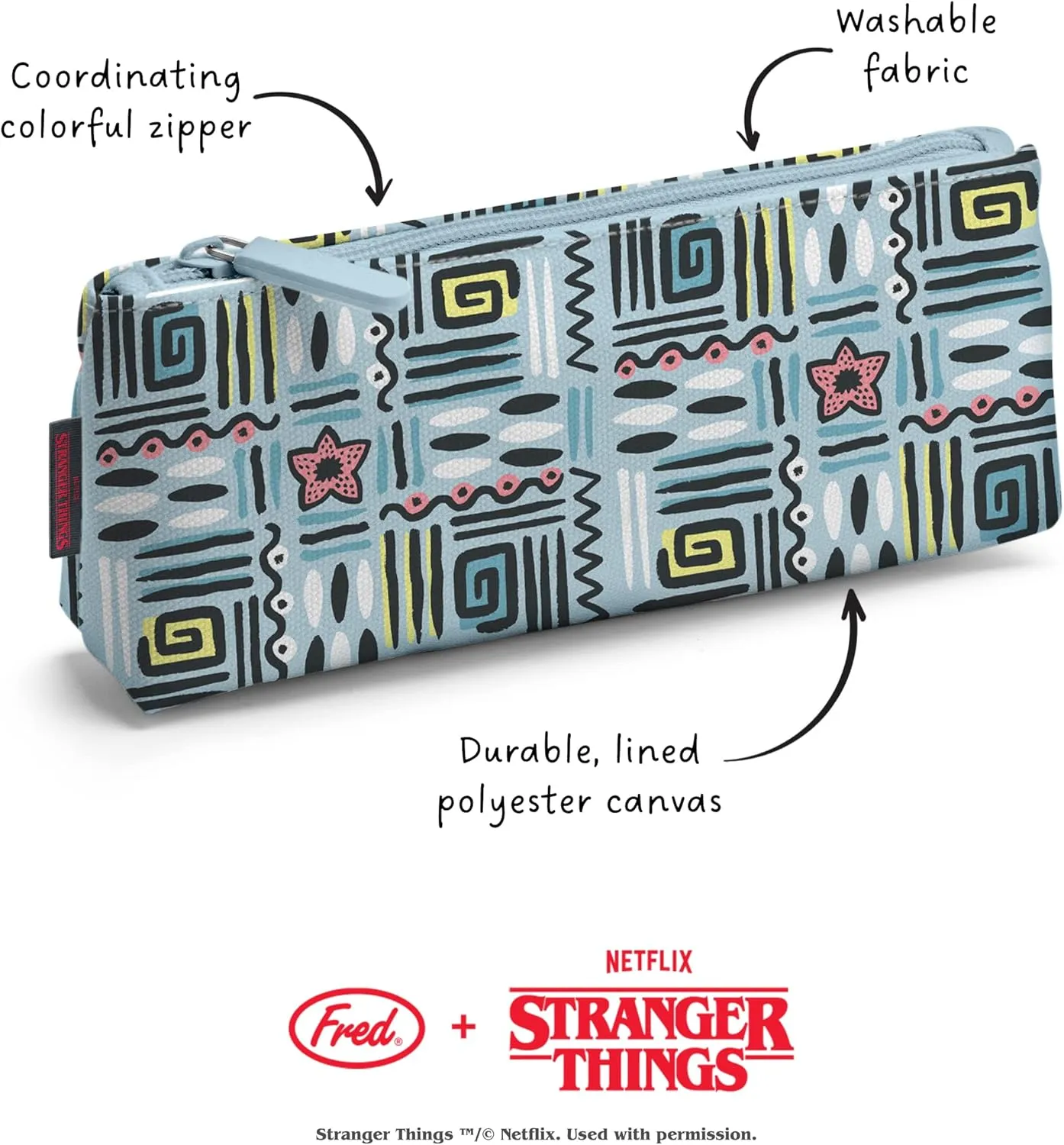 Genuine Fred Stranger Things Accessory Pouch, 80s California Vibes, Multicolor