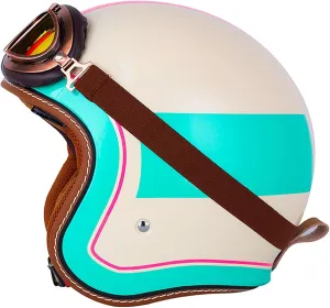 German Style Helmets, Motorcycle Open Face Helmet · Brain-Cap · DOT Approved Motorcycle-Helmet Vintage Jet-Helmet Half Helmet Pilot Motor Bike Scooter Biker Retro Chopper 2,S=55-56cm