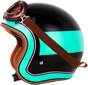 German Style Helmets, Motorcycle Open Face Helmet · Brain-Cap · DOT Approved Motorcycle-Helmet Vintage Jet-Helmet Half Helmet Pilot Motor Bike Scooter Biker Retro Chopper 3,S=55-56cm
