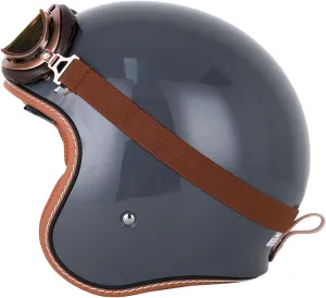 German Style Helmets, Motorcycle Open Face Helmet · Brain-Cap · DOT Approved Motorcycle-Helmet Vintage Jet-Helmet Half Helmet Pilot Motor Bike Scooter Biker Retro Chopper 5,M=57-58cm
