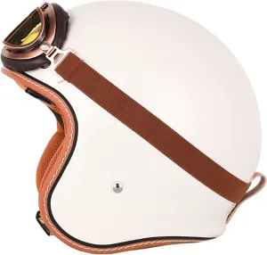 German Style Helmets, Motorcycle Open Face Helmet · Brain-Cap · DOT Approved Motorcycle-Helmet Vintage Jet-Helmet Half Helmet Pilot Motor Bike Scooter Biker Retro Chopper 6,S=55-56cm