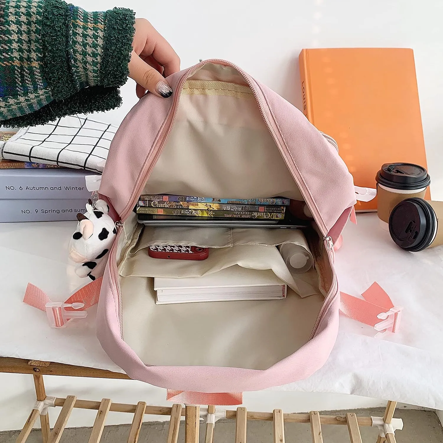 GGOOB Kawaii Backpack with Pins Kawaii School Backpack Cute Aesthetic Backpack Cute Kawaii Backpack for School (Purple, With Accessories)