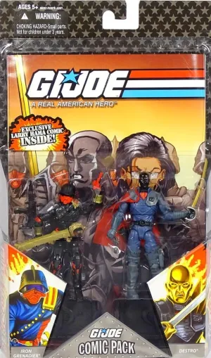 G.I. JOE Hasbro 25th Anniversary 3 3/4" Wave 5 Action Figures Comic Book 2-Pack Destro vs. Iron Grenadier