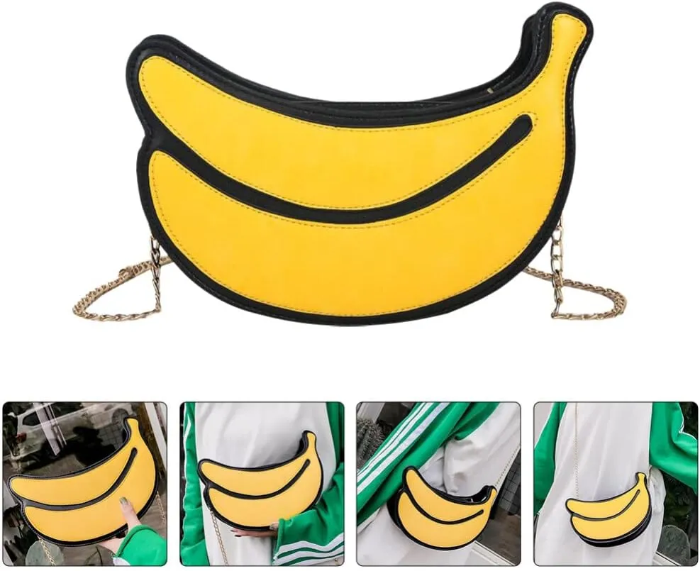 Girl Backpack Purse Girl Backpack Purse Fruit Purse Handbag Leather Chain Messenger Bag Crossbody Bag Cute Banana Shape Shoulder Bag Wallet for Women Girls