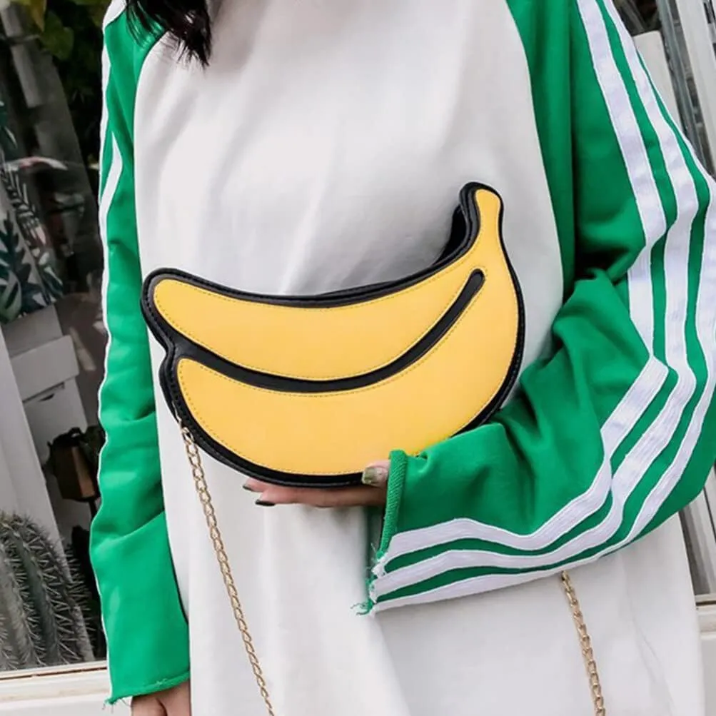 Girl Backpack Purse Girl Backpack Purse Fruit Purse Handbag Leather Chain Messenger Bag Crossbody Bag Cute Banana Shape Shoulder Bag Wallet for Women Girls