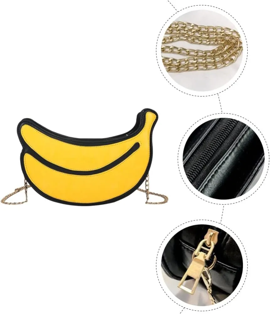 Girl Backpack Purse Girl Backpack Purse Fruit Purse Handbag Leather Chain Messenger Bag Crossbody Bag Cute Banana Shape Shoulder Bag Wallet for Women Girls