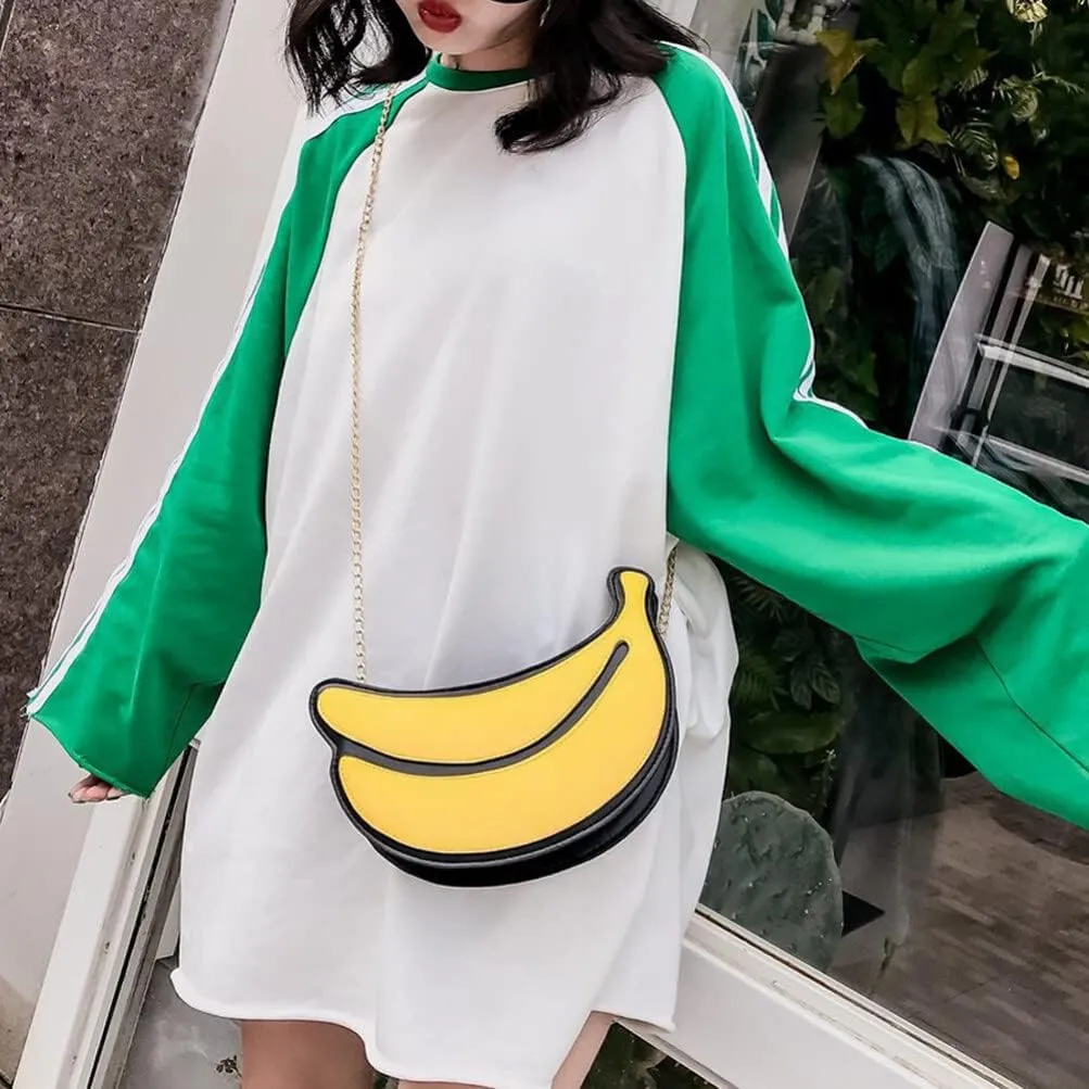 Girl Backpack Purse Girl Backpack Purse Fruit Purse Handbag Leather Chain Messenger Bag Crossbody Bag Cute Banana Shape Shoulder Bag Wallet for Women Girls
