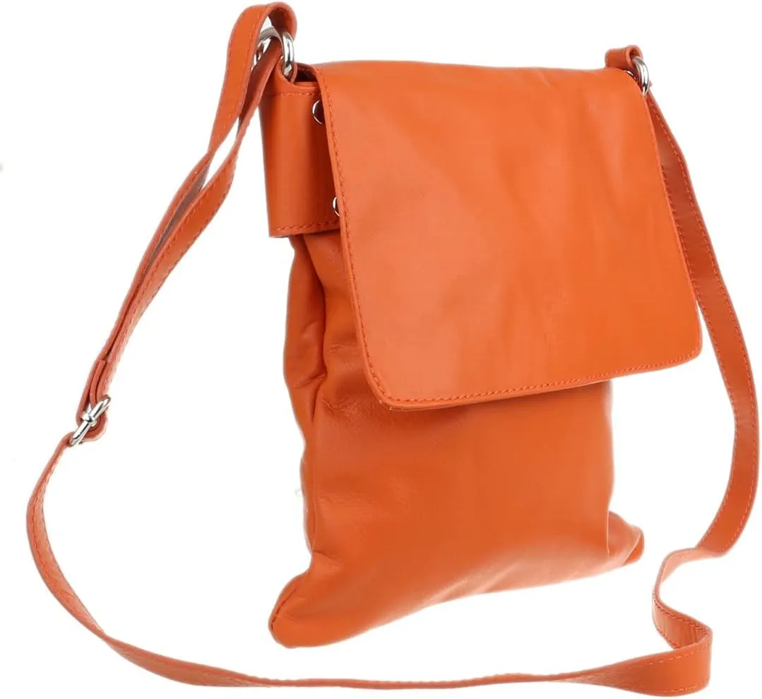 Girly HandBags Womens Italian Soft Leather Cross Body Messenger Bag Vera Plelle Shoulder Bag Flap Zipper