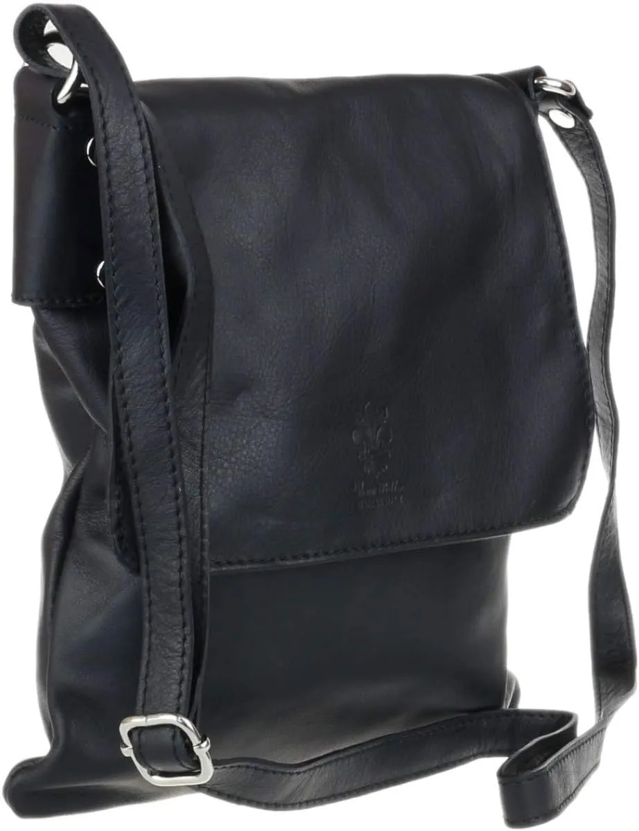Girly HandBags Womens Italian Soft Leather Cross Body Messenger Bag Vera Plelle Shoulder Bag Flap Zipper