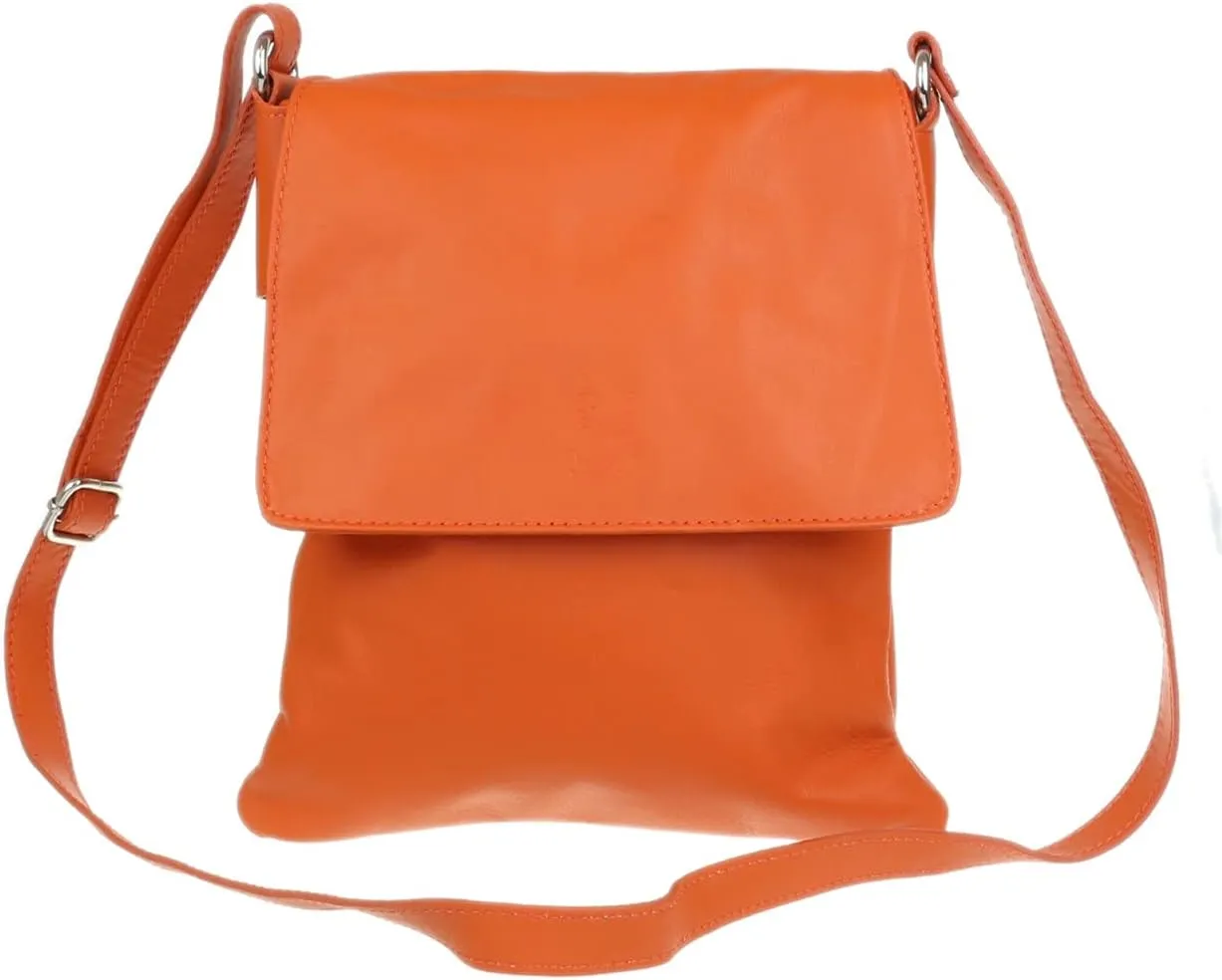 Girly HandBags Womens Italian Soft Leather Cross Body Messenger Bag Vera Plelle Shoulder Bag Flap Zipper