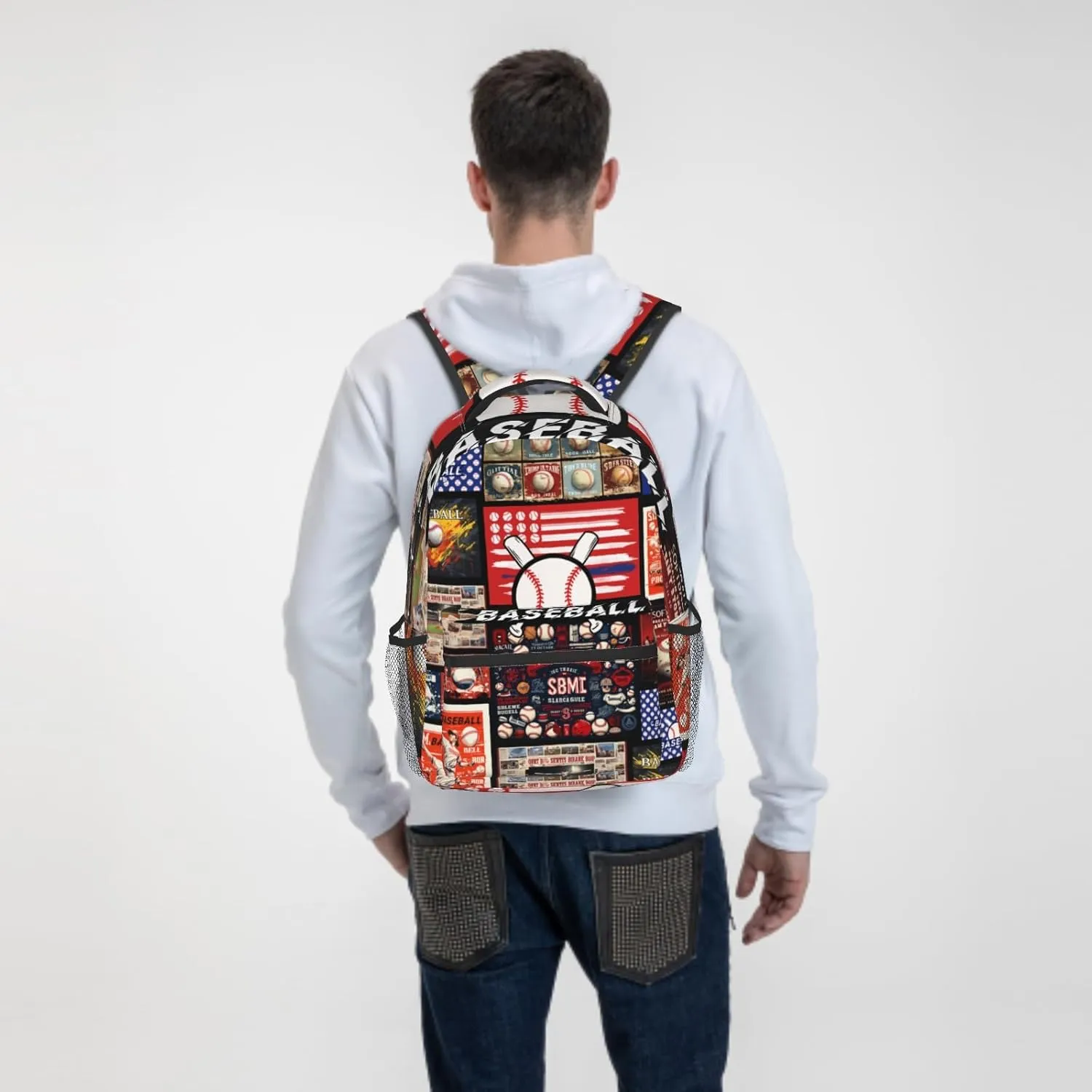 Giwawa Baseball School Backpack,Sports Theme Printed Large Lightweight Bookbags Adjustable Straps Durable Shoulder Packs for Boys Girls Teenager Elementary Middle High School Students
