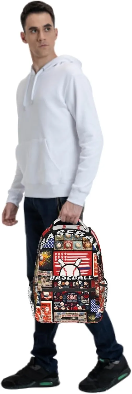 Giwawa Baseball School Backpack,Sports Theme Printed Large Lightweight Bookbags Adjustable Straps Durable Shoulder Packs for Boys Girls Teenager Elementary Middle High School Students