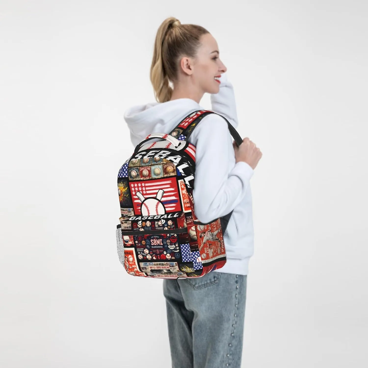 Giwawa Baseball School Backpack,Sports Theme Printed Large Lightweight Bookbags Adjustable Straps Durable Shoulder Packs for Boys Girls Teenager Elementary Middle High School Students