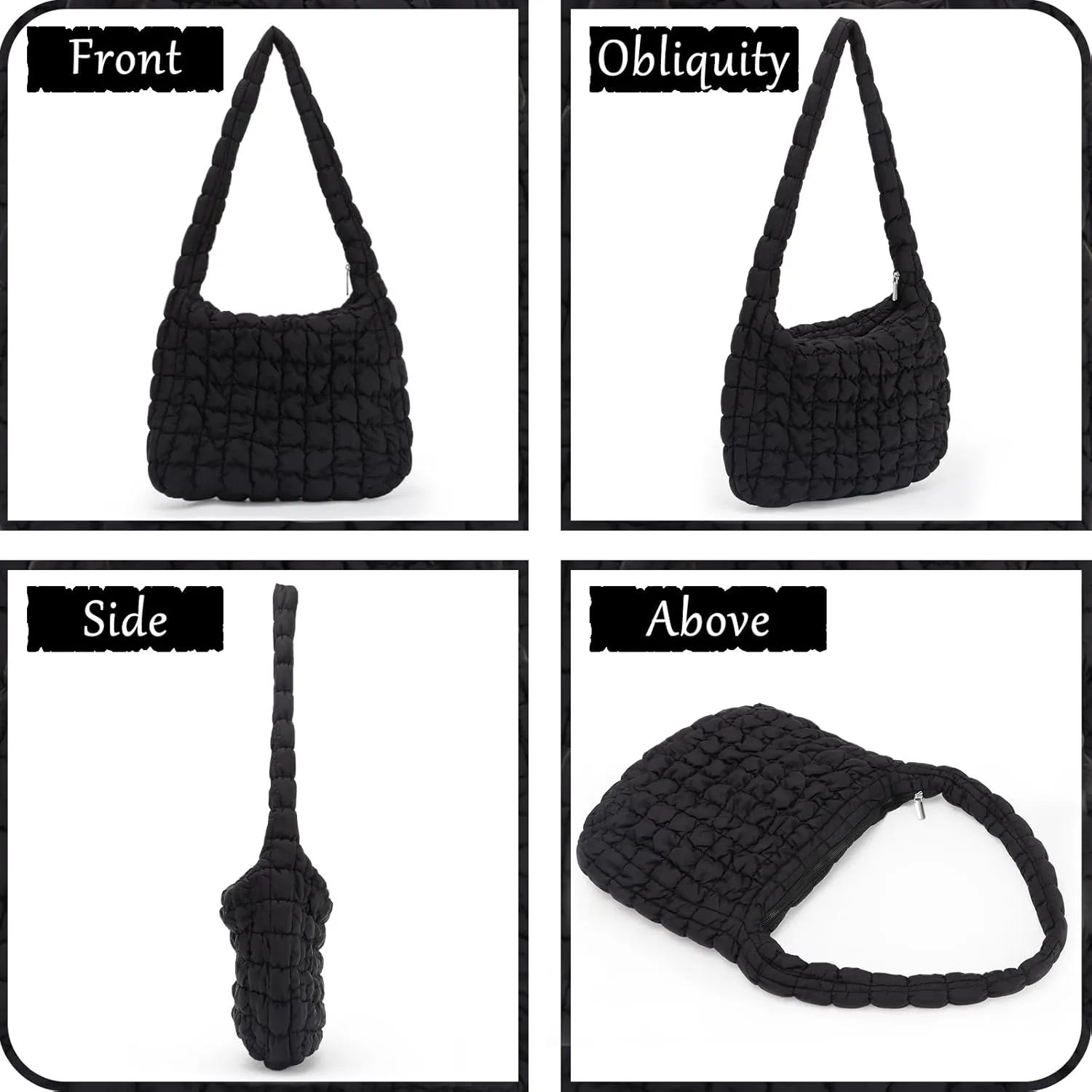 GOKTOW Puffer Quilted Carryall Bag,Quilted Shoulder Bag,Puffy Tote Bag Purse,Large Nylon Hobo Handbag