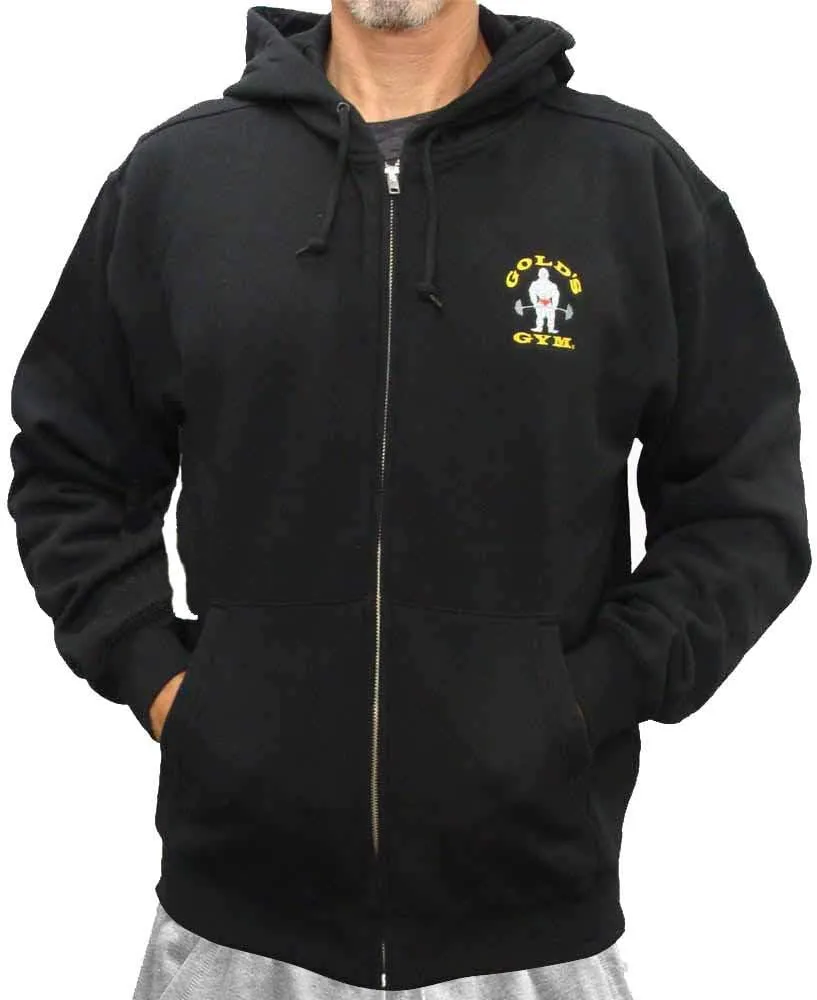 Gold's Gym Zip Hoodie - Official Licensed (L, Black)