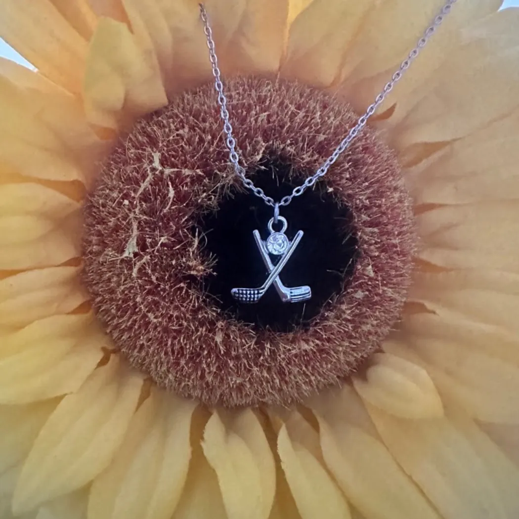 Golf Club Rhinestone Charm Necklace