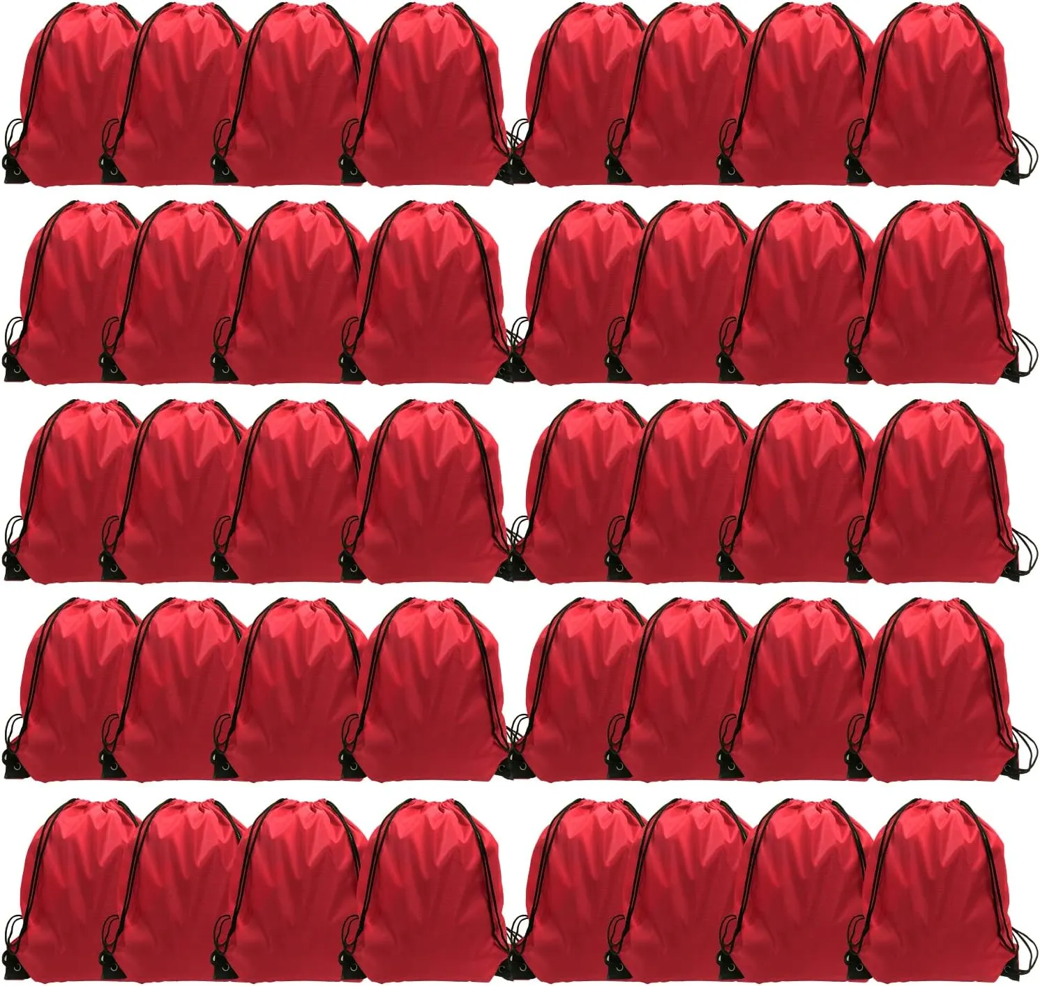 GoodtoU Drawstring Backpack Bulk 48 Pcs Drawstring Bags bulk Red Nylon Draw String Bag for Women Men