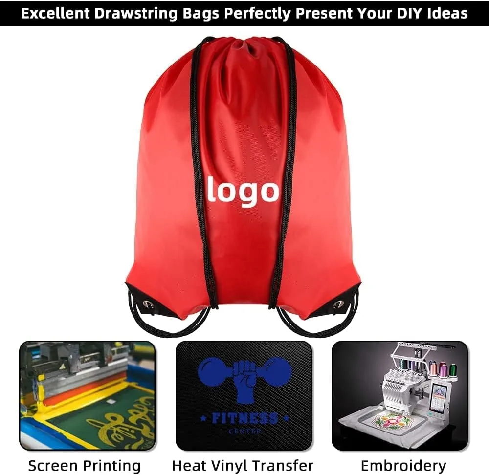GoodtoU Drawstring Backpack Bulk 48 Pcs Drawstring Bags bulk Red Nylon Draw String Bag for Women Men